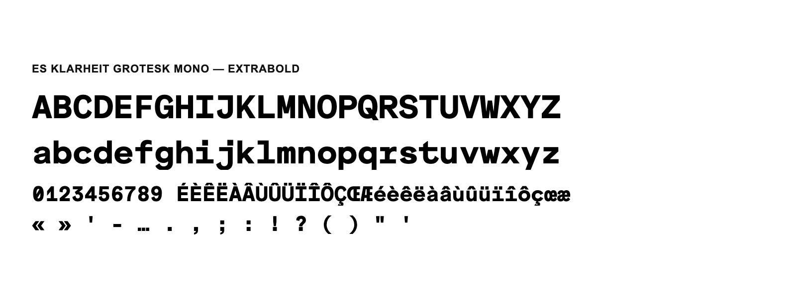Spécimen de ES Klarheit Grotesk Mono Extrabold