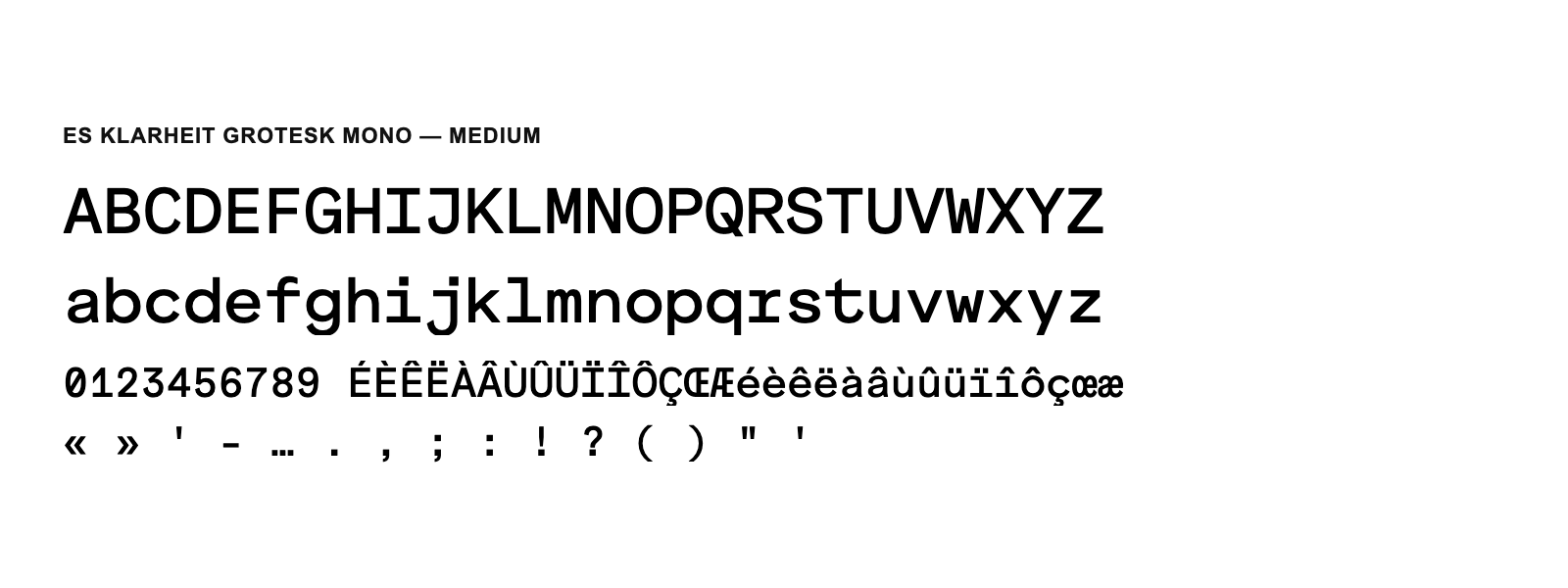 Spécimen de ES Klarheit Grotesk Mono Medium