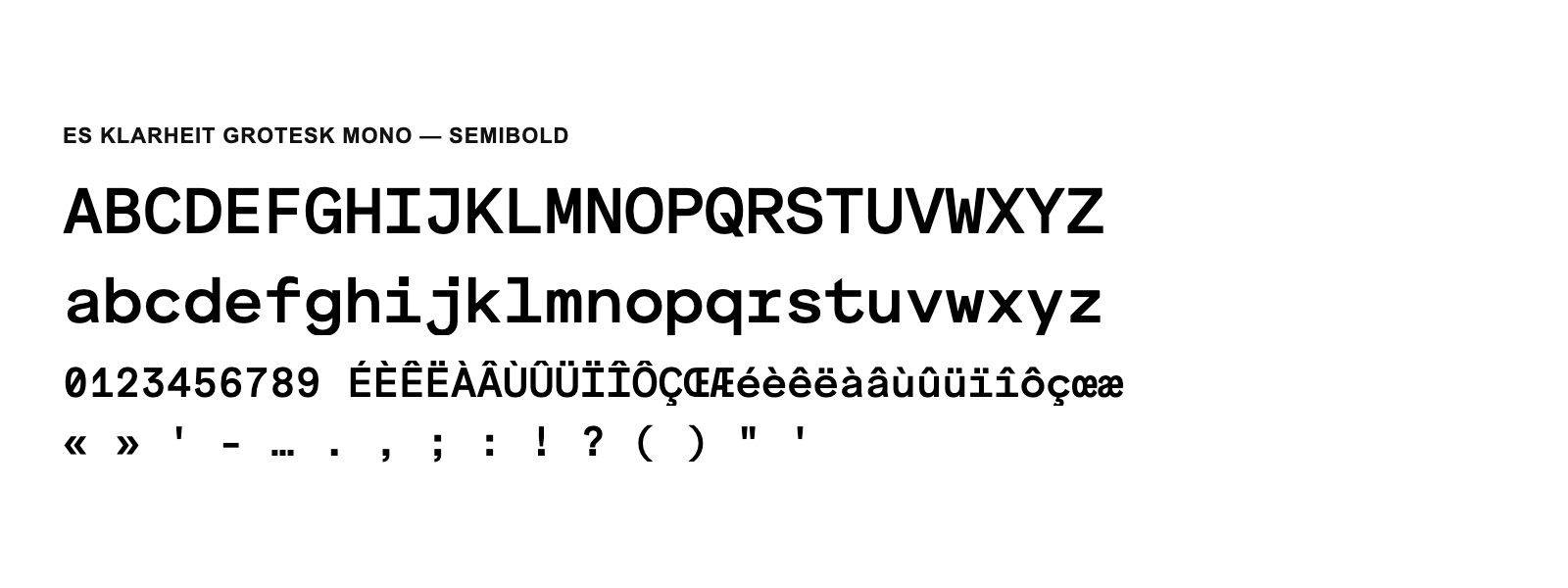 Spécimen de ES Klarheit Grotesk Mono Semibold
