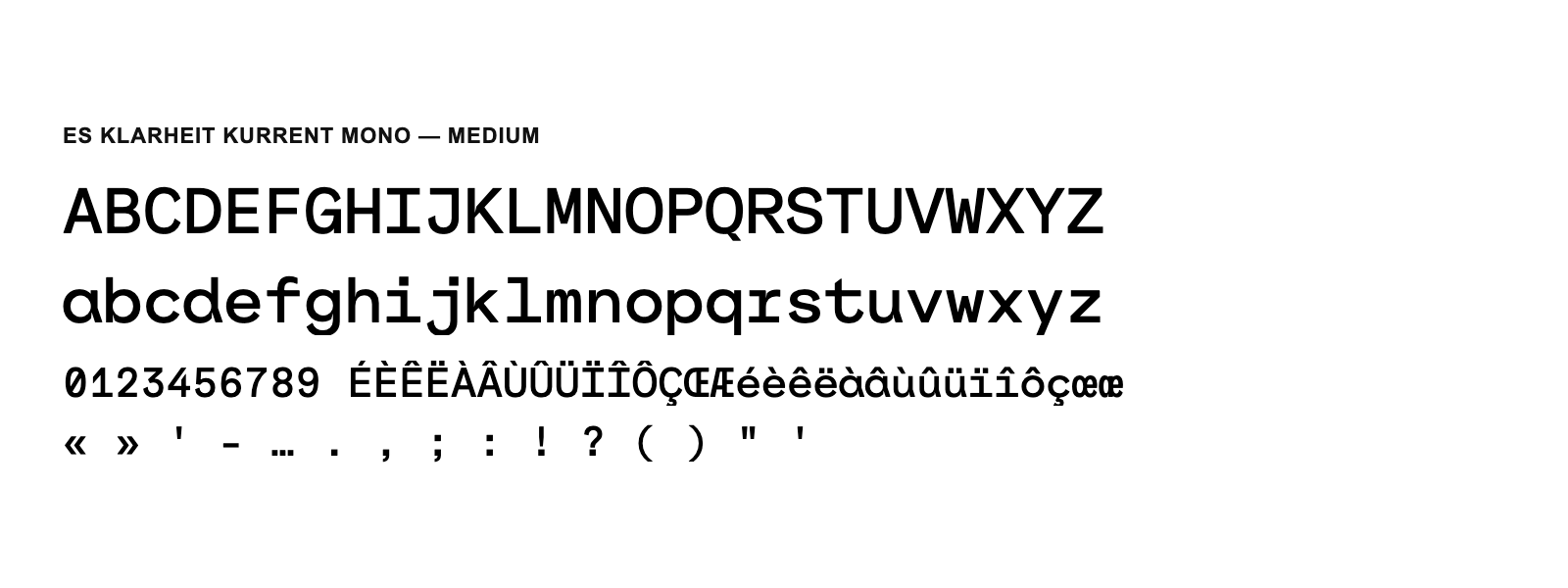 Spécimen de ES Klarheit Kurrent Mono Medium