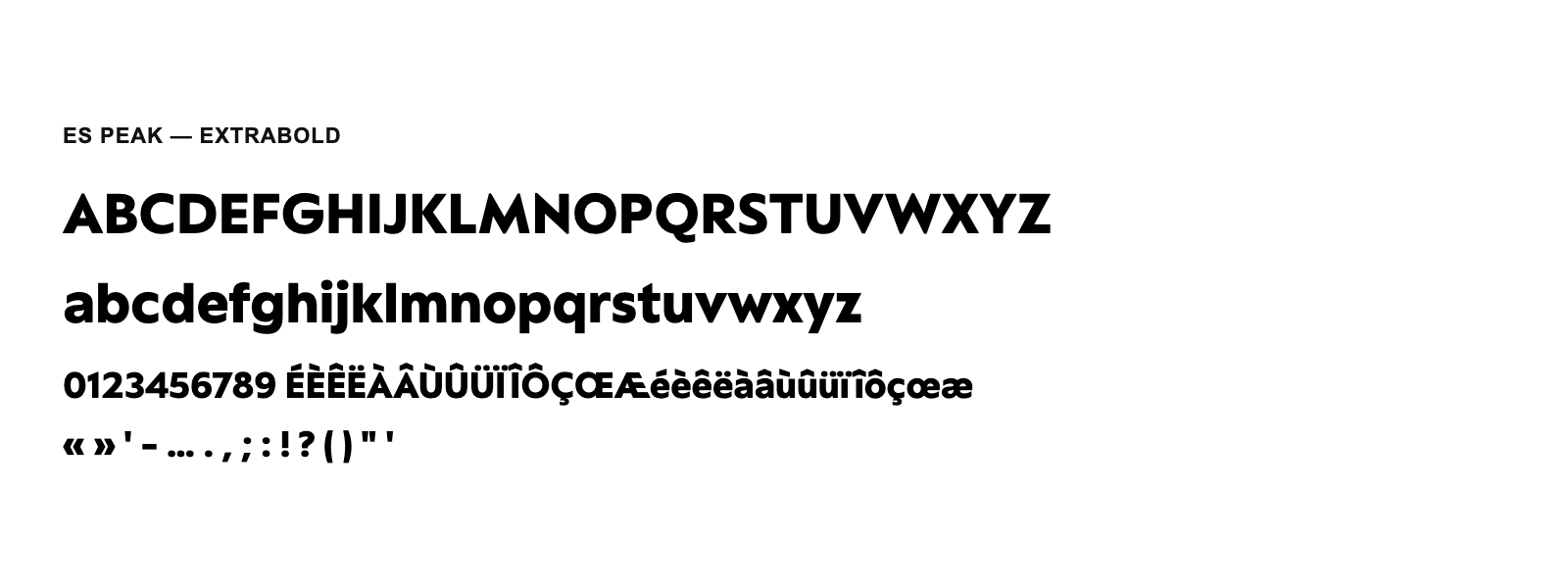 Spécimen de ES Peak Extrabold