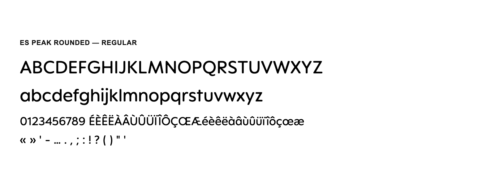 Spécimen de ES Peak Rounded Regular