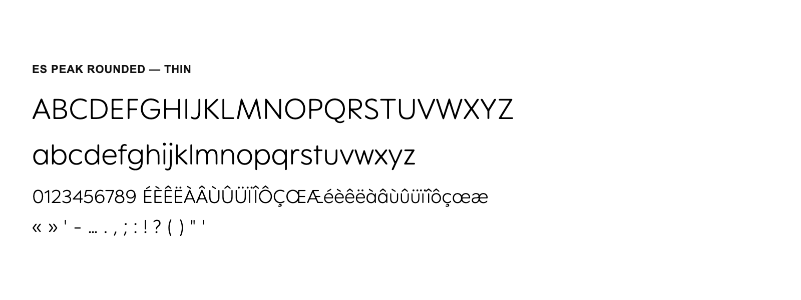 Spécimen de ES Peak Rounded Thin