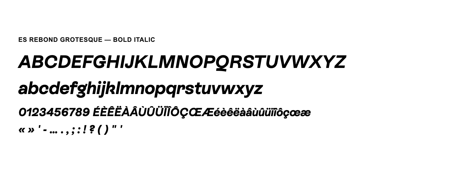 Spécimen de ES Rebond Grotesque Bold Italic