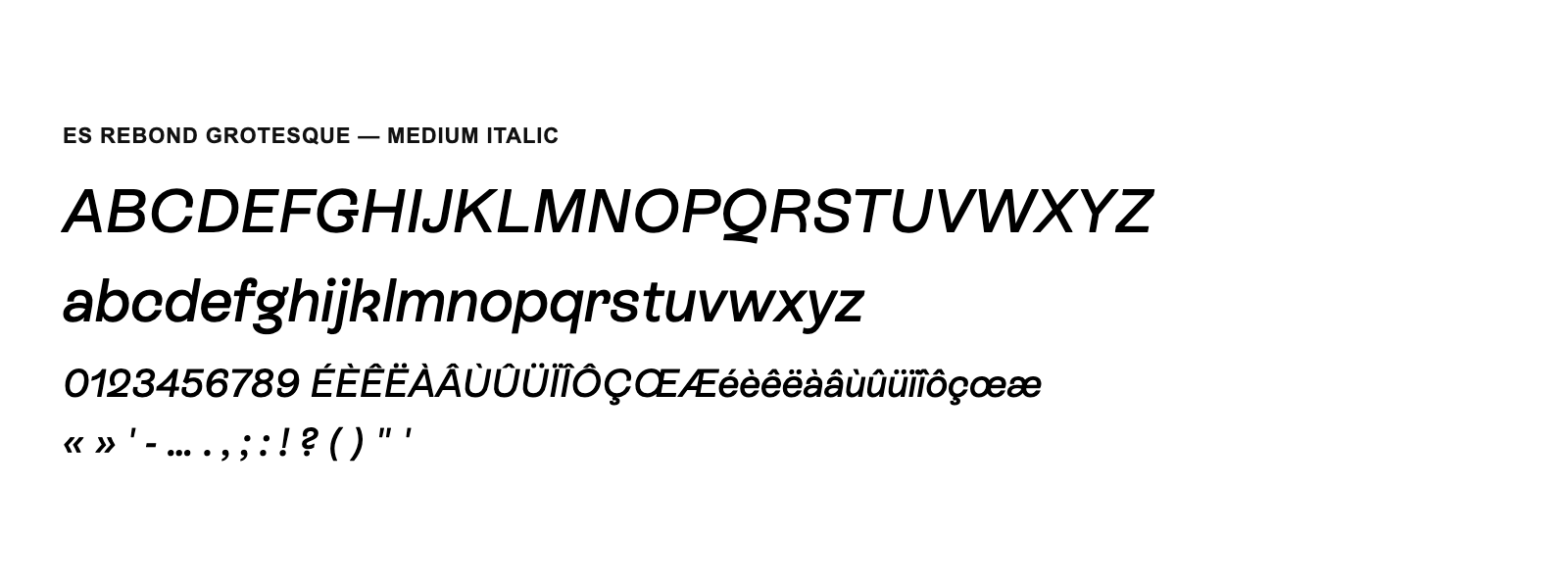 Spécimen de ES Rebond Grotesque Medium Italic