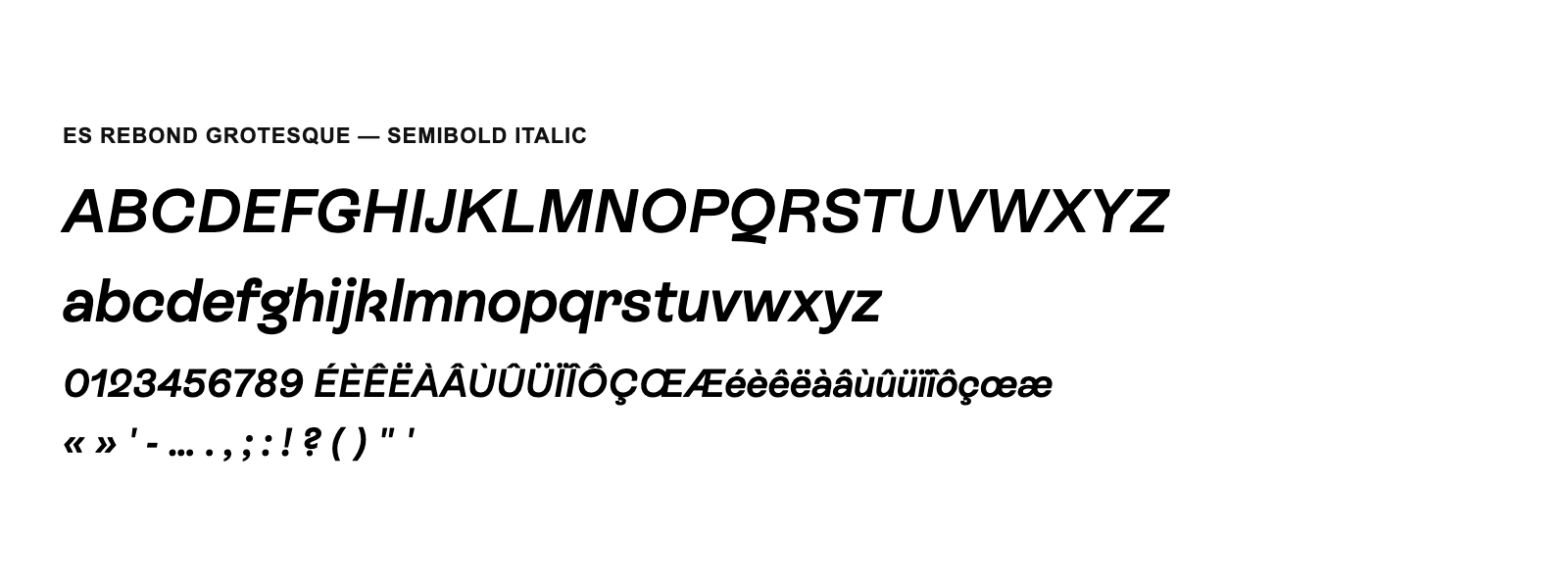Spécimen de ES Rebond Grotesque Semibold Italic