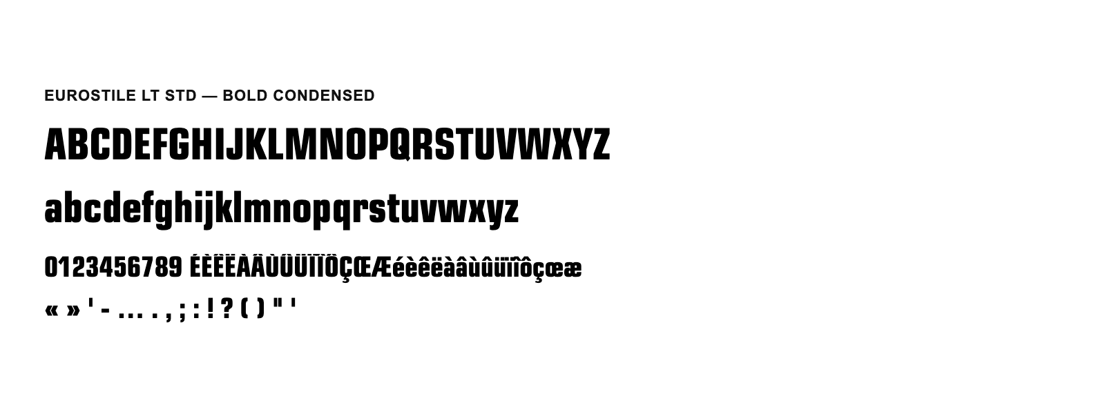 Spécimen de Eurostile LT Std Bold Condensed