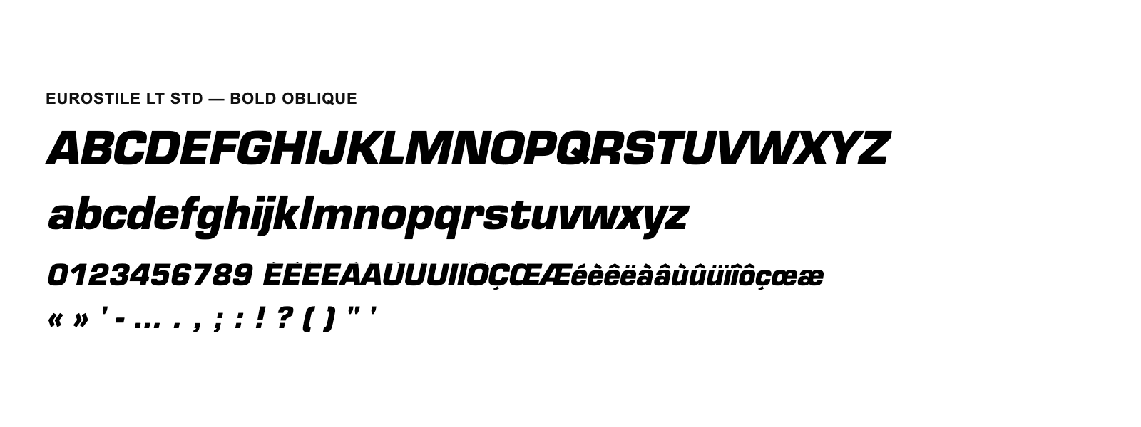 Spécimen de Eurostile LT Std Bold Oblique