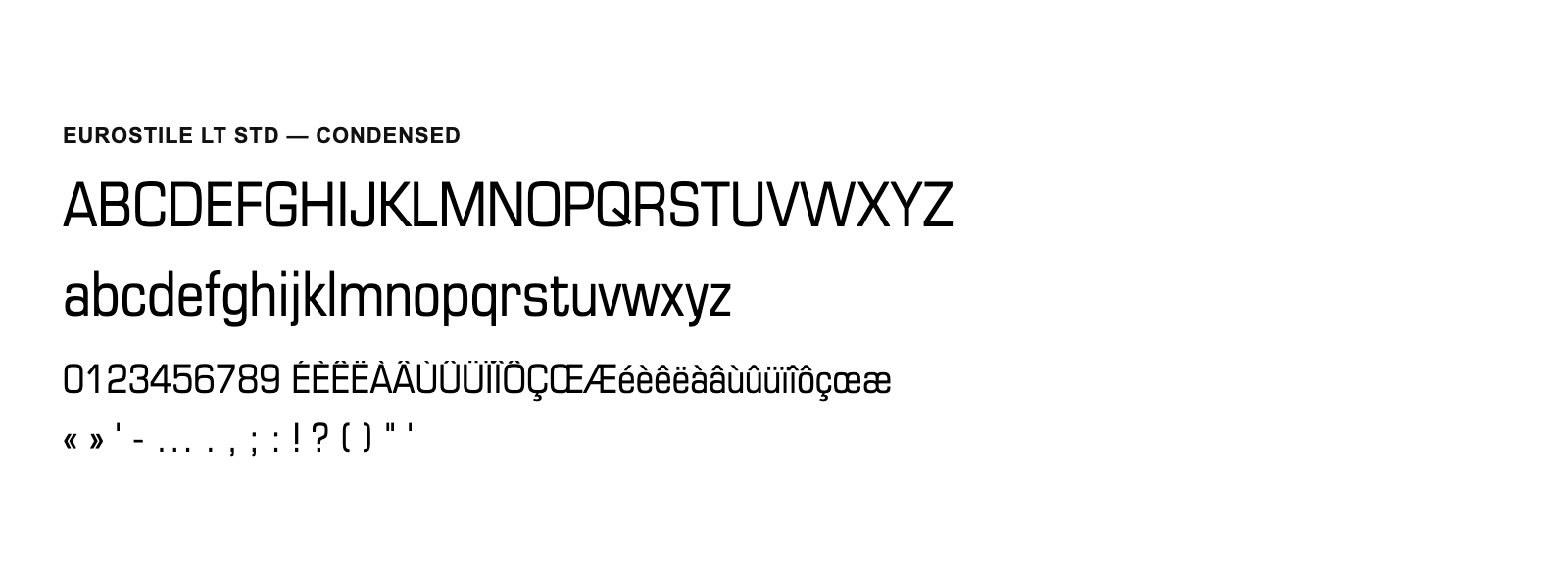 Spécimen de Eurostile LT Std Condensed