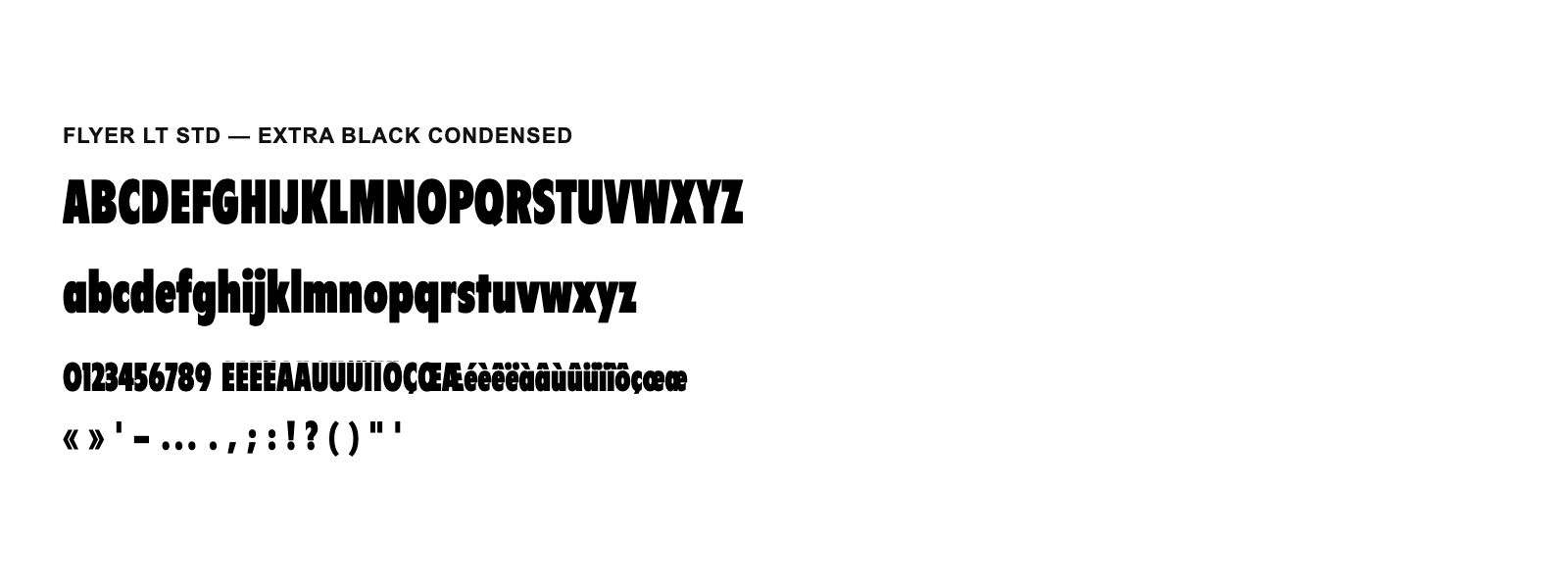 Spécimen de Flyer LT Std Extra Black Condensed