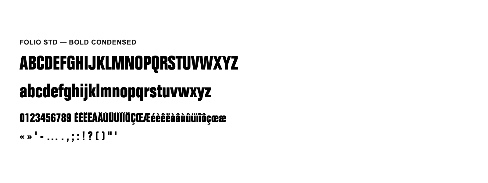 Spécimen de Folio Std Bold Condensed