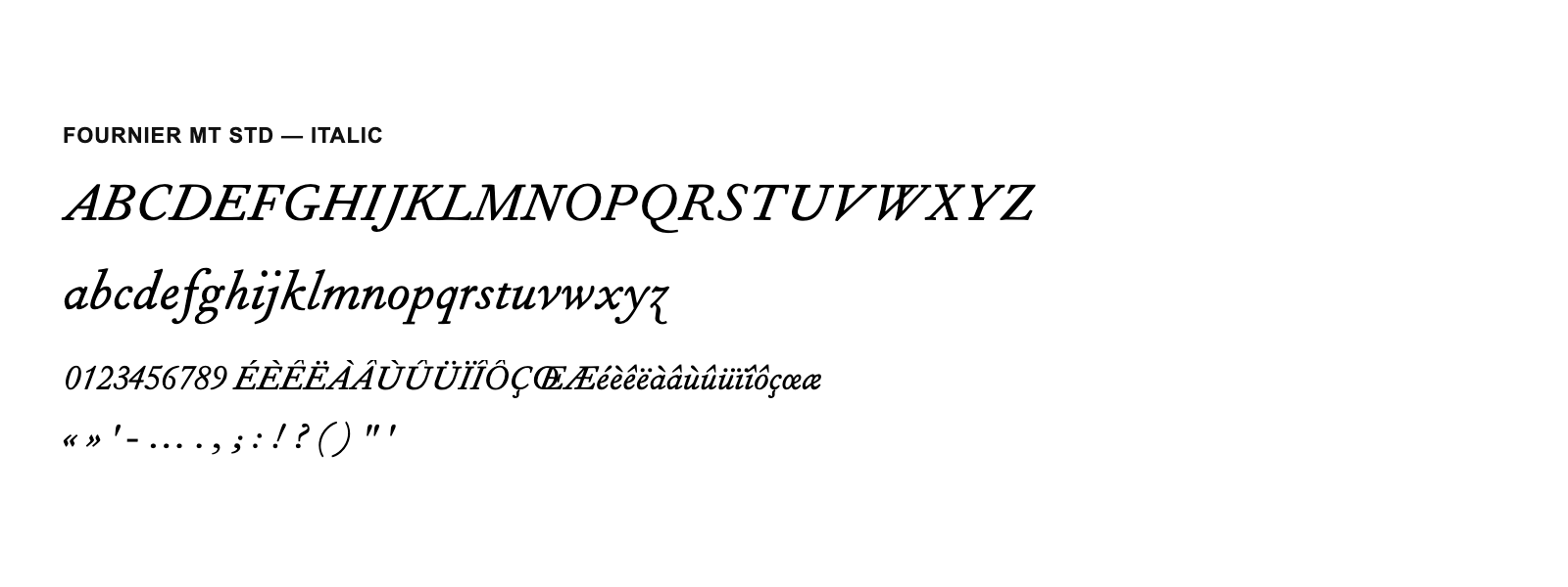 Spécimen de Fournier MT Std Italic