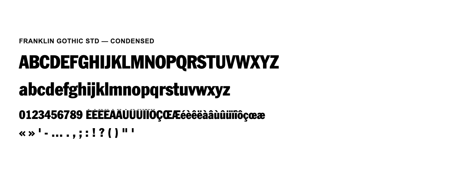Spécimen de Franklin Gothic Std Condensed