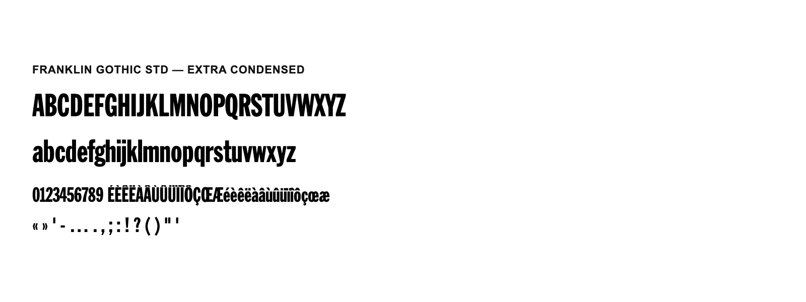Spécimen de Franklin Gothic Std Extra Condensed