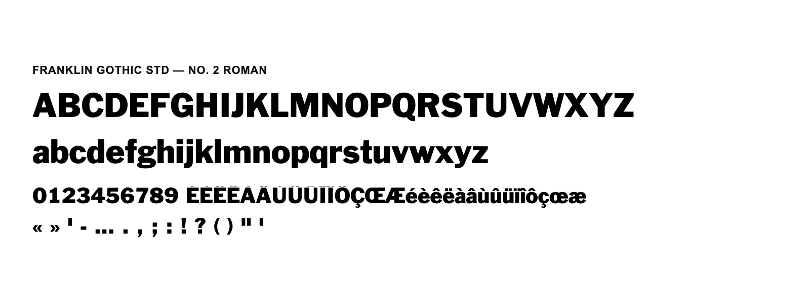 Spécimen de Franklin Gothic Std No. 2 Roman