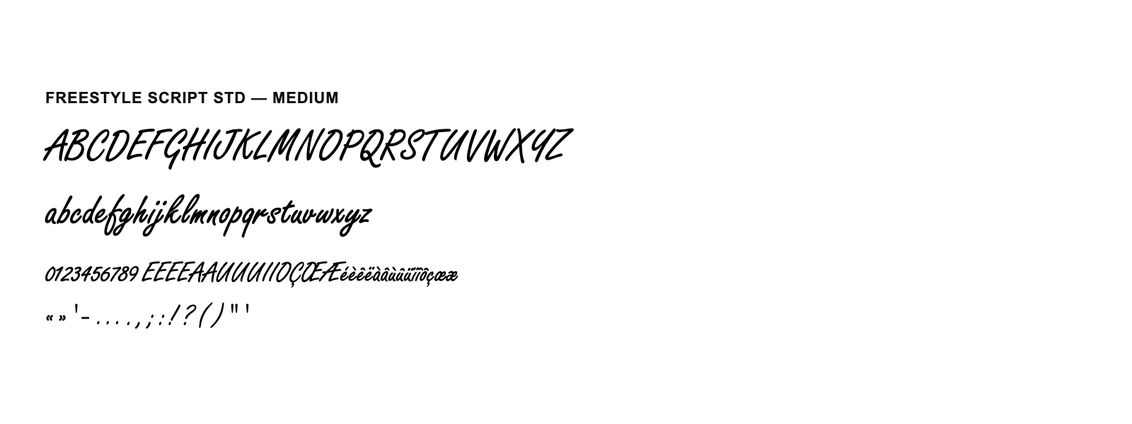 Spécimen de Freestyle Script Std Medium