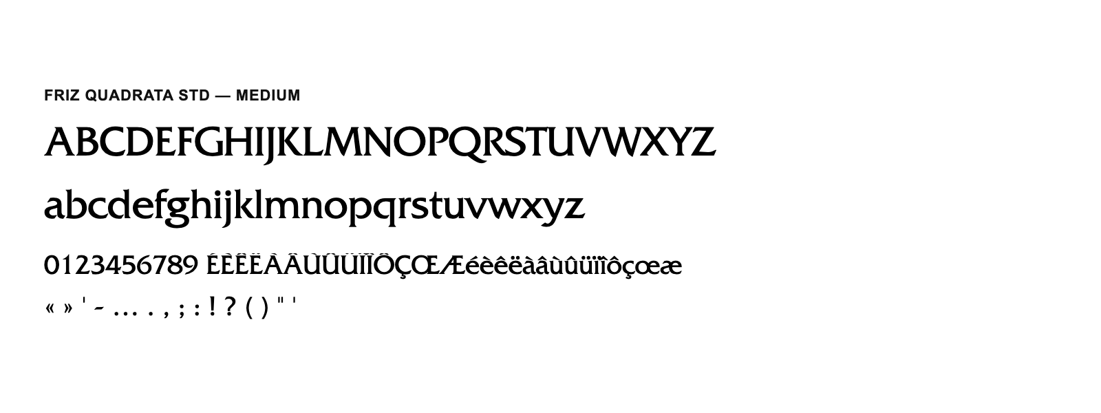 Spécimen de Friz Quadrata Std Medium