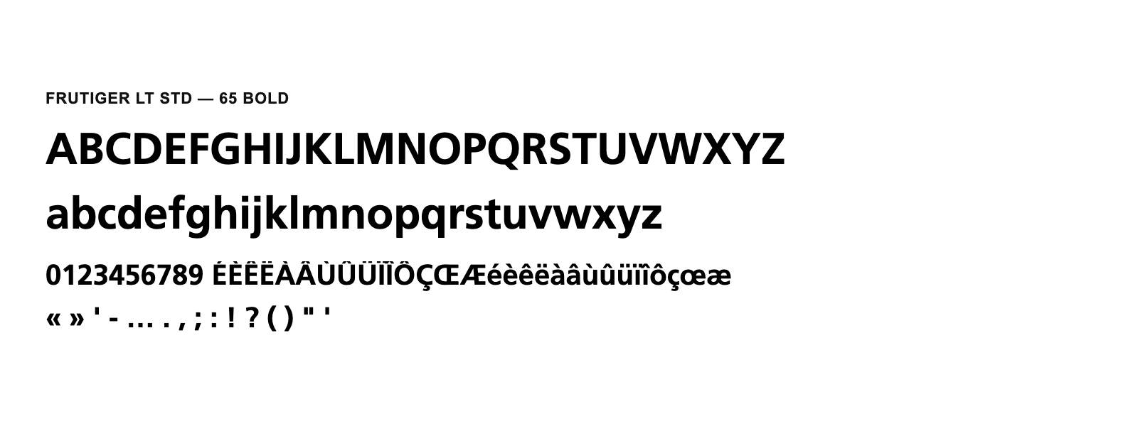 Spécimen de Frutiger LT Std 65 Bold