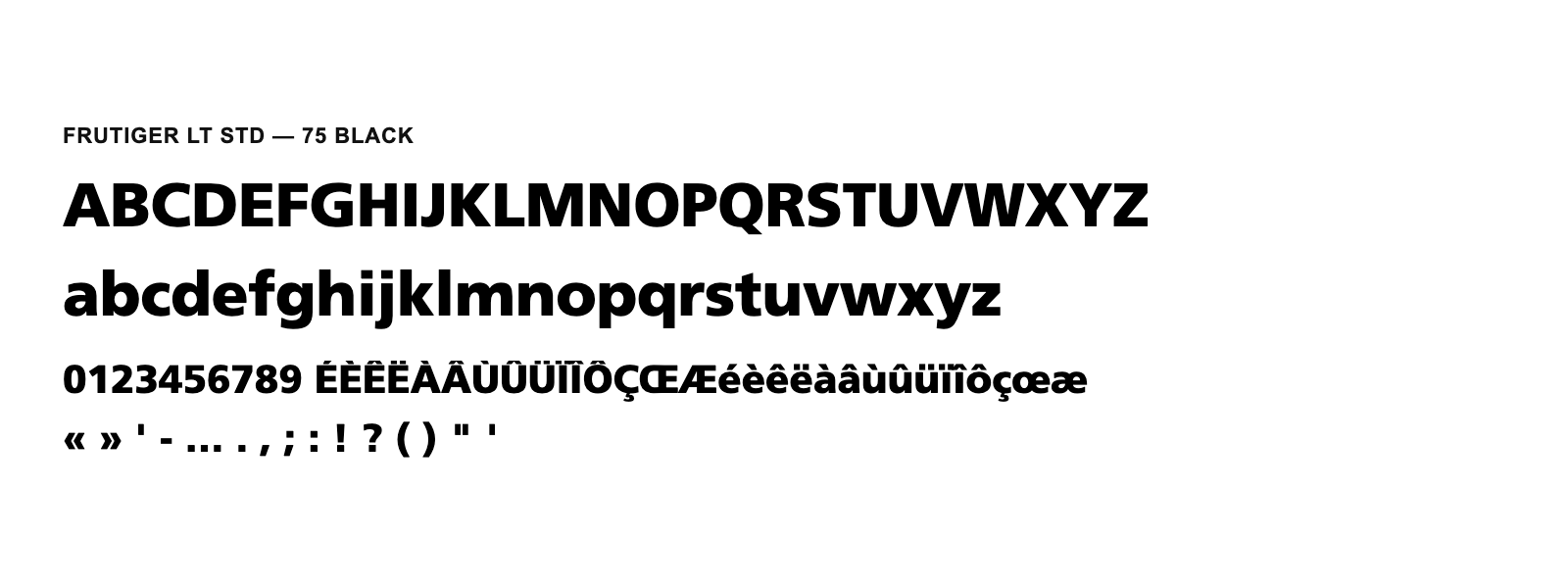Spécimen de Frutiger LT Std 75 Black