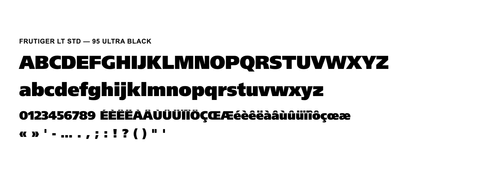 Spécimen de Frutiger LT Std 95 Ultra Black