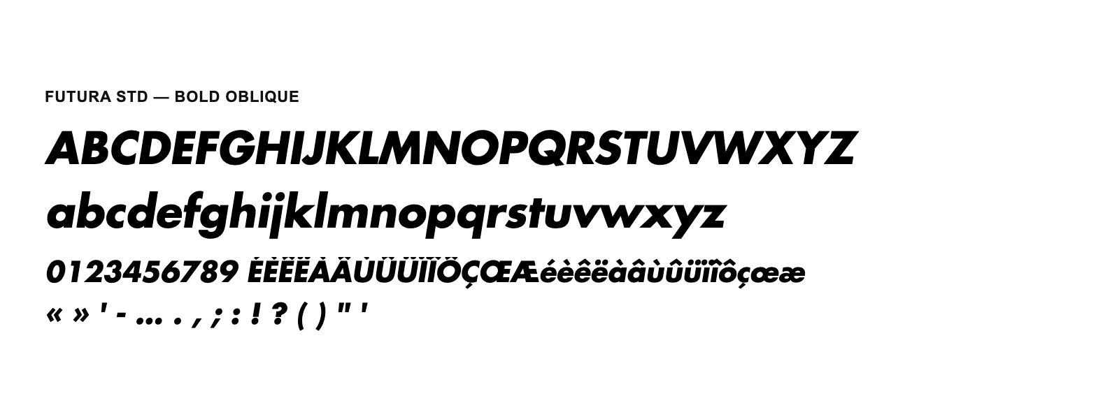 Spécimen de Futura Std Bold Oblique