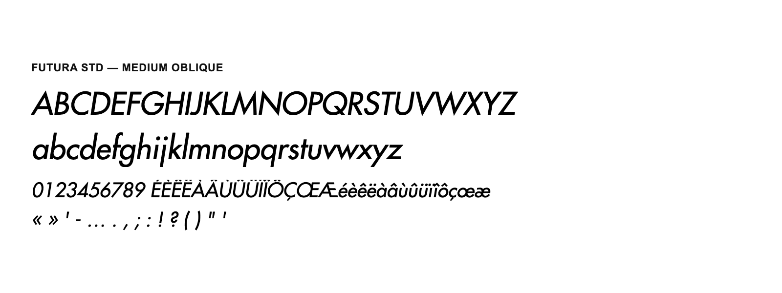 Spécimen de Futura Std Medium Oblique