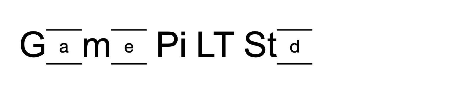 Nom de la famille Game Pi LT Std composé dans la police