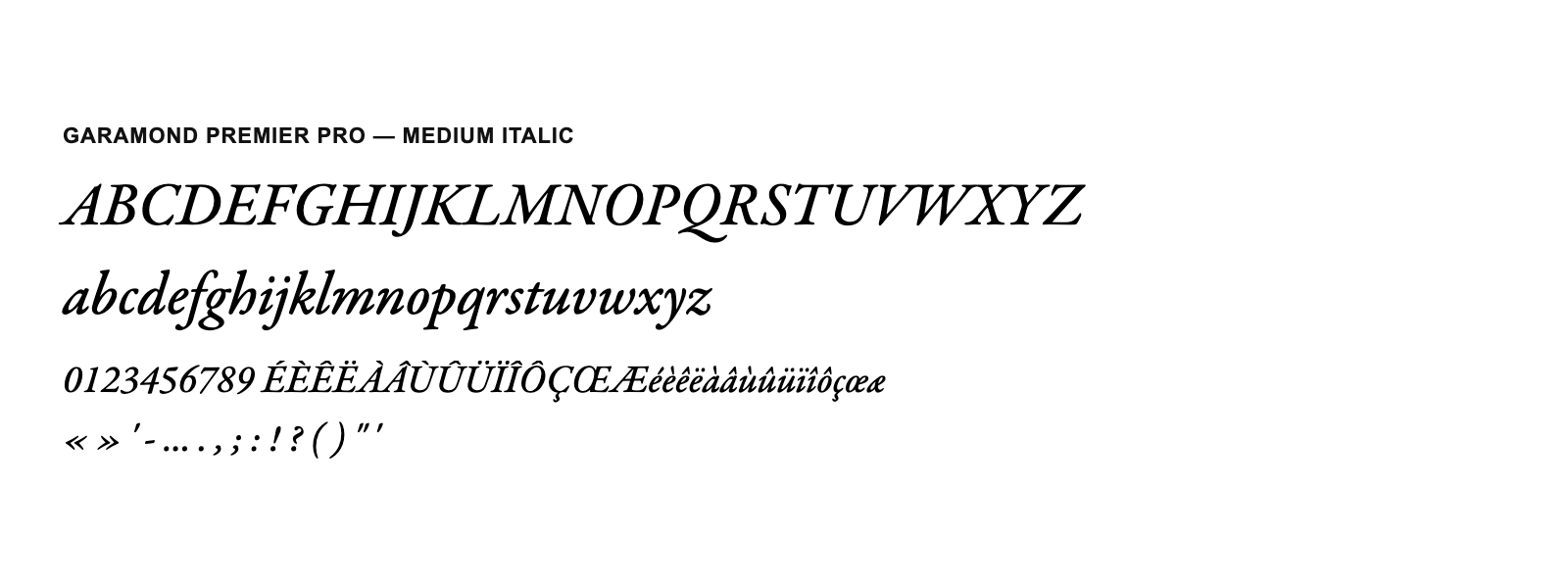 Spécimen de Garamond Premier Pro Medium Italic