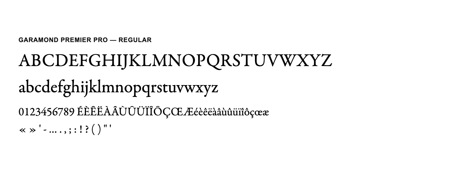 Spécimen de Garamond Premier Pro Regular