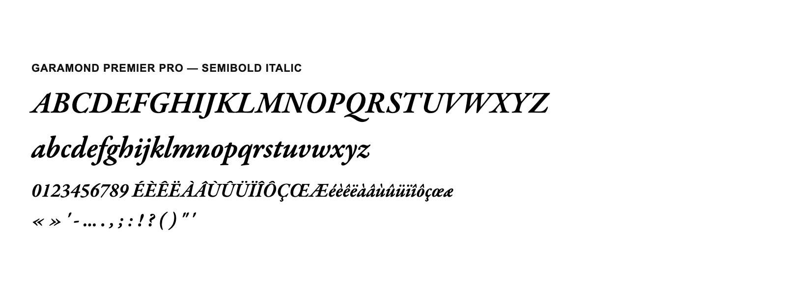 Spécimen de Garamond Premier Pro Semibold Italic