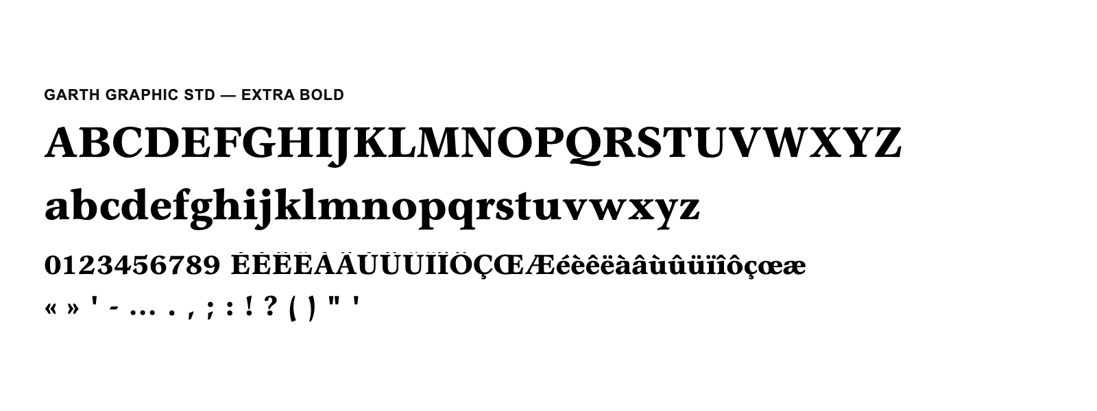 Spécimen de Garth Graphic Std Extra Bold