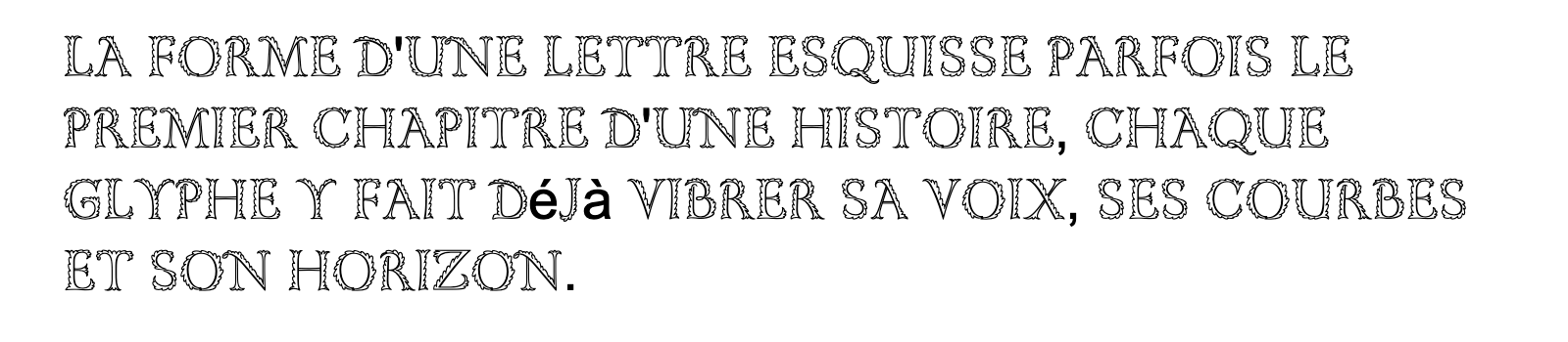 Phrase commune composée en Gill Floriated Caps MT Std