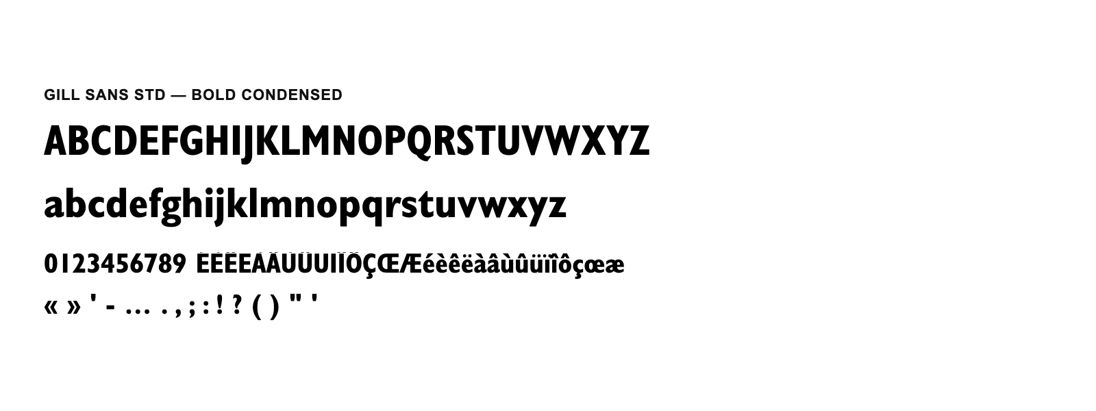 Spécimen de Gill Sans Std Bold Condensed