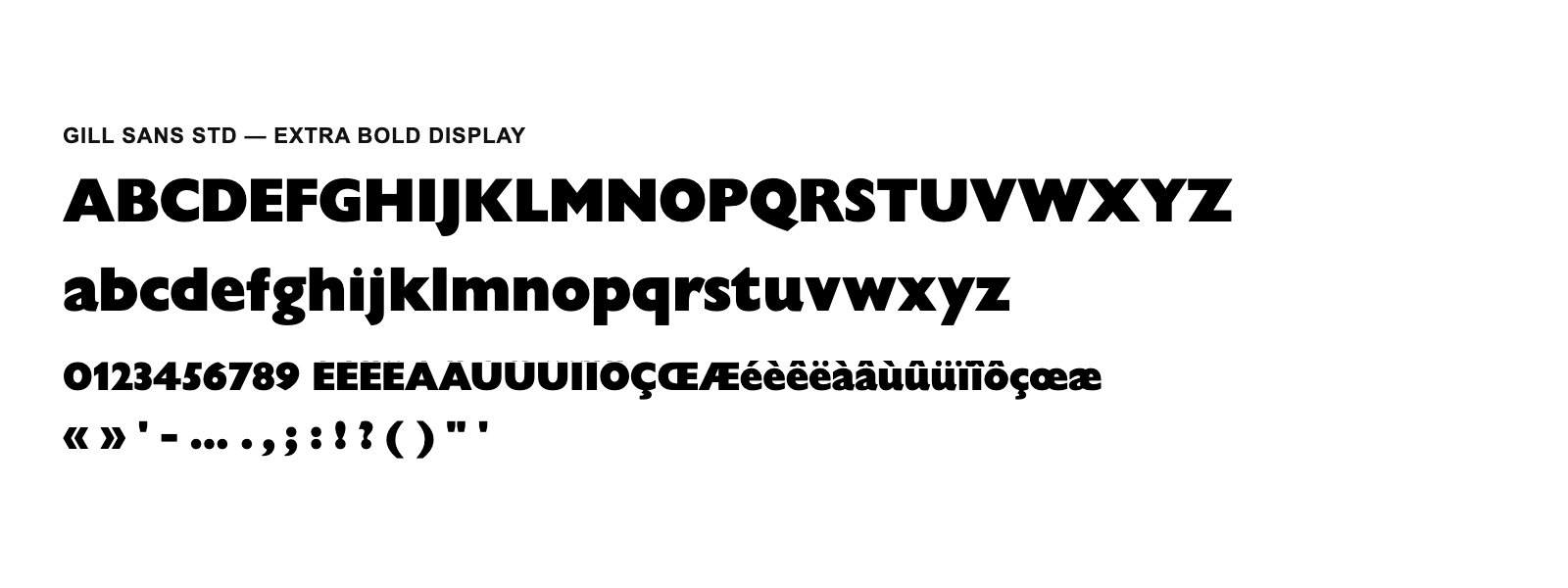 Spécimen de Gill Sans Std Extra Bold Display