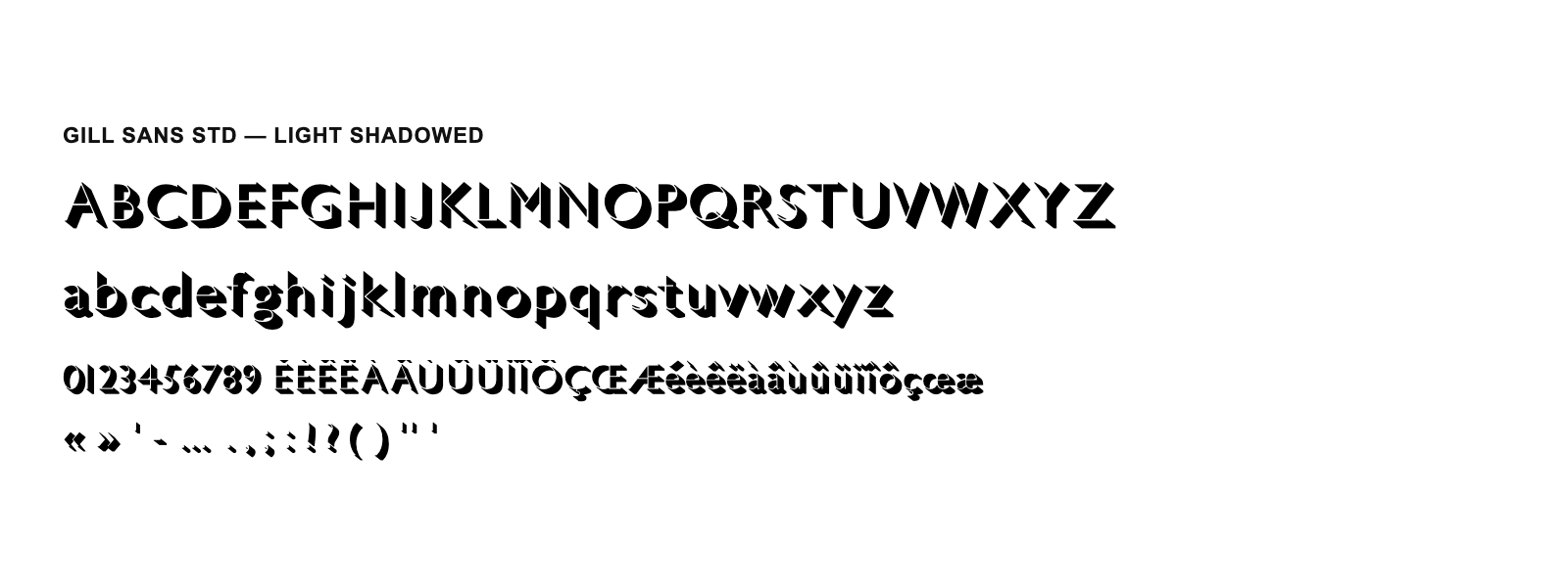 Spécimen de Gill Sans Std Light Shadowed
