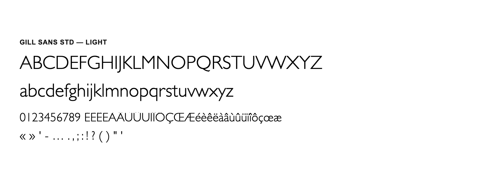 Spécimen de Gill Sans Std Light
