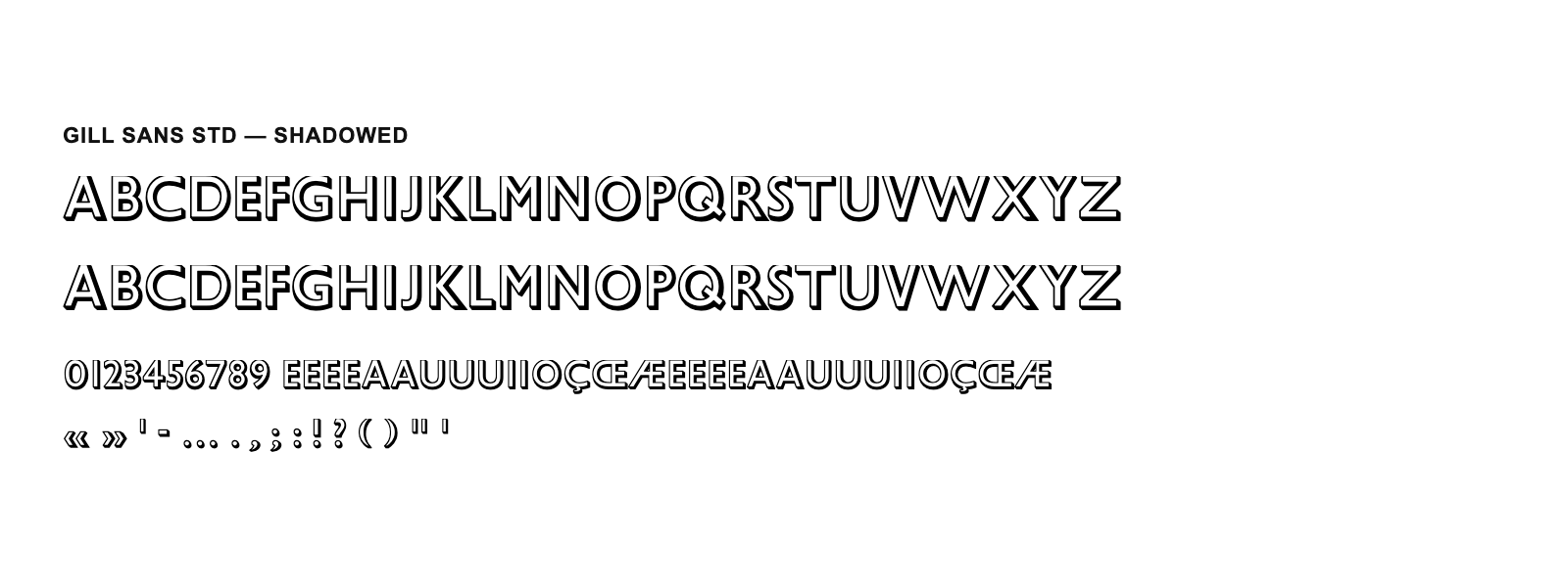 Spécimen de Gill Sans Std Shadowed