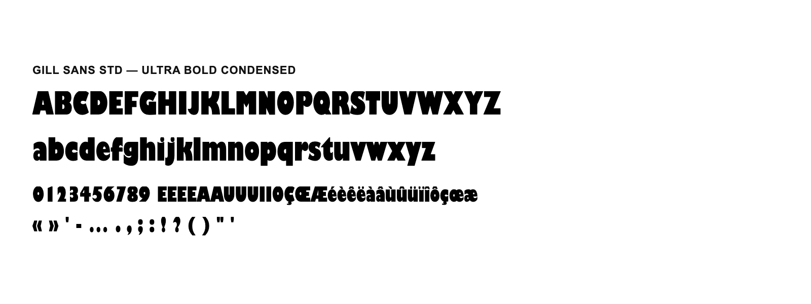Spécimen de Gill Sans Std Ultra Bold Condensed