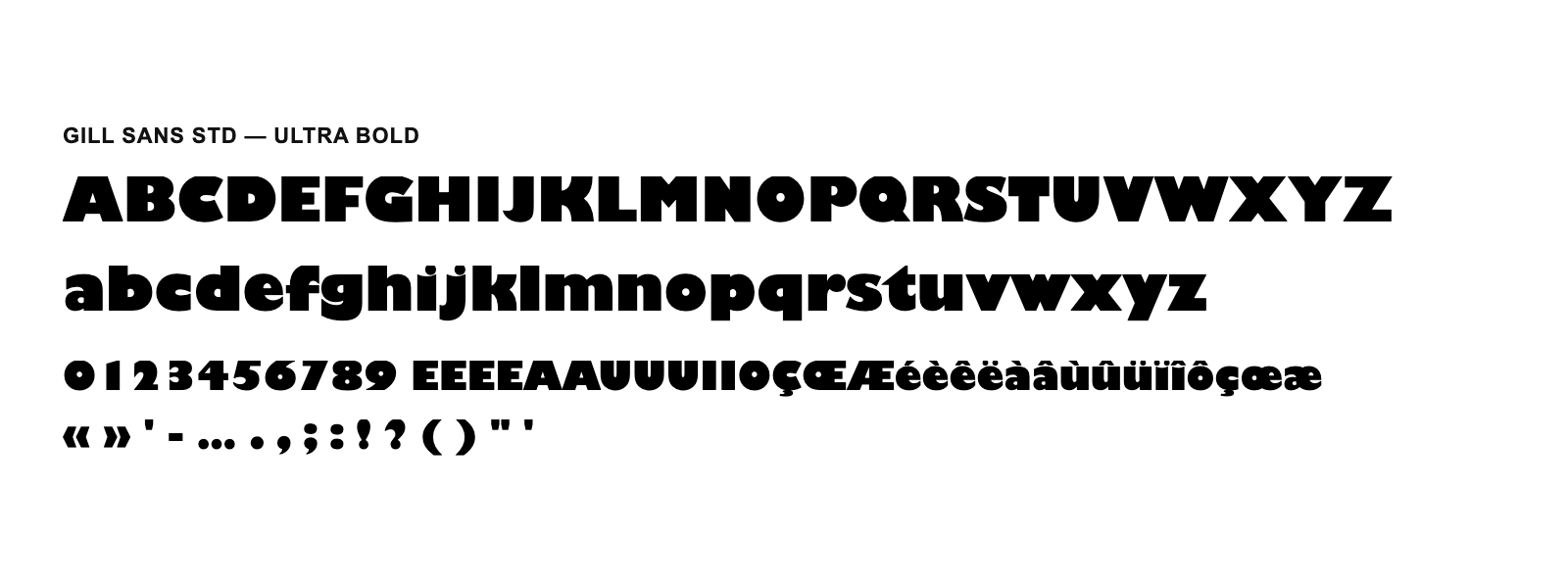 Spécimen de Gill Sans Std Ultra Bold