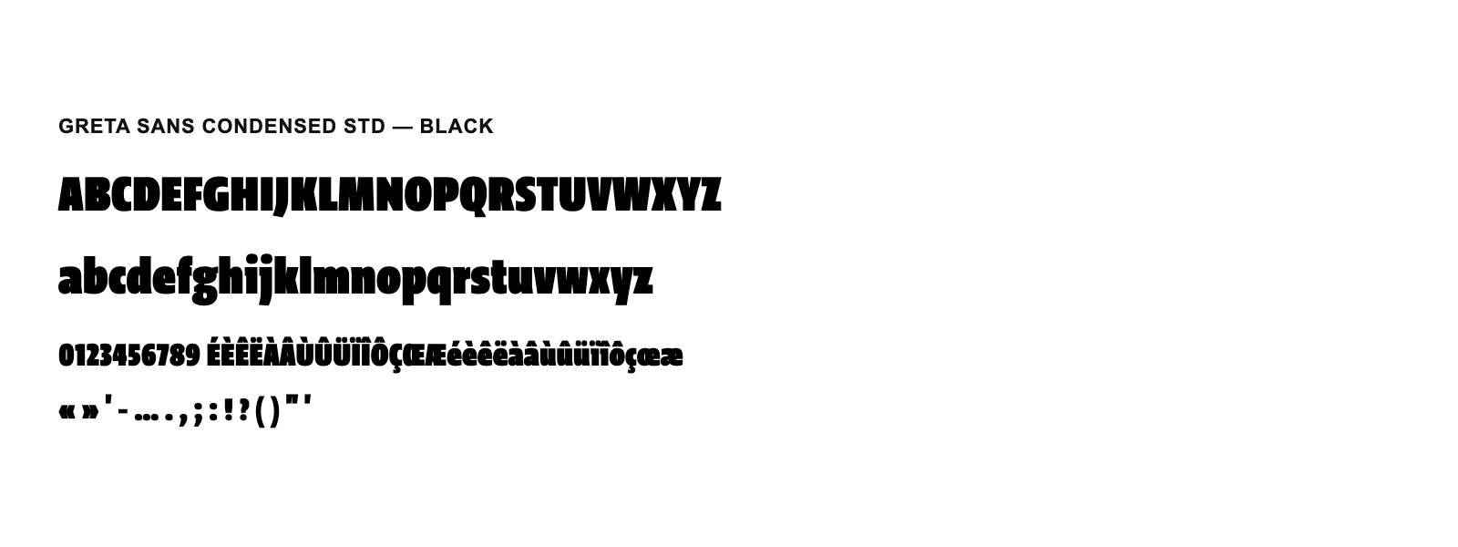 Spécimen de Greta Sans Condensed Std Black