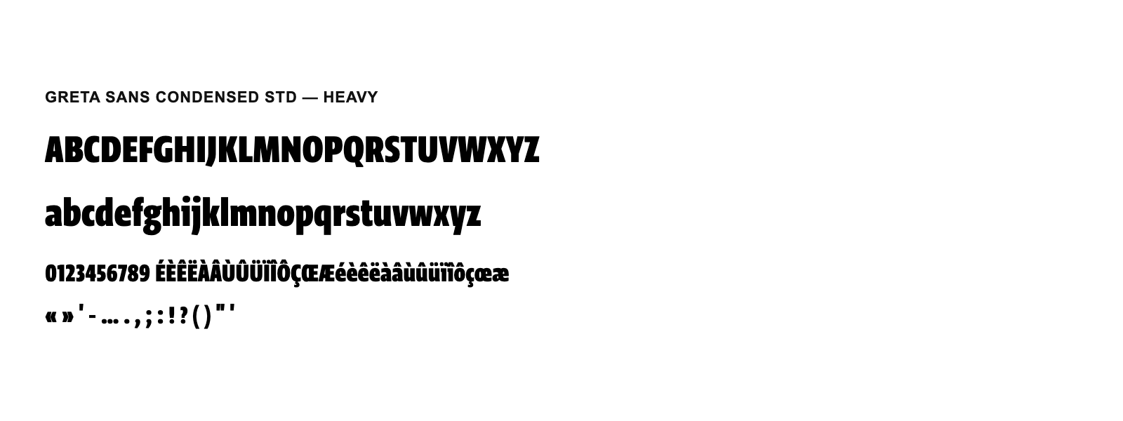 Spécimen de Greta Sans Condensed Std Heavy