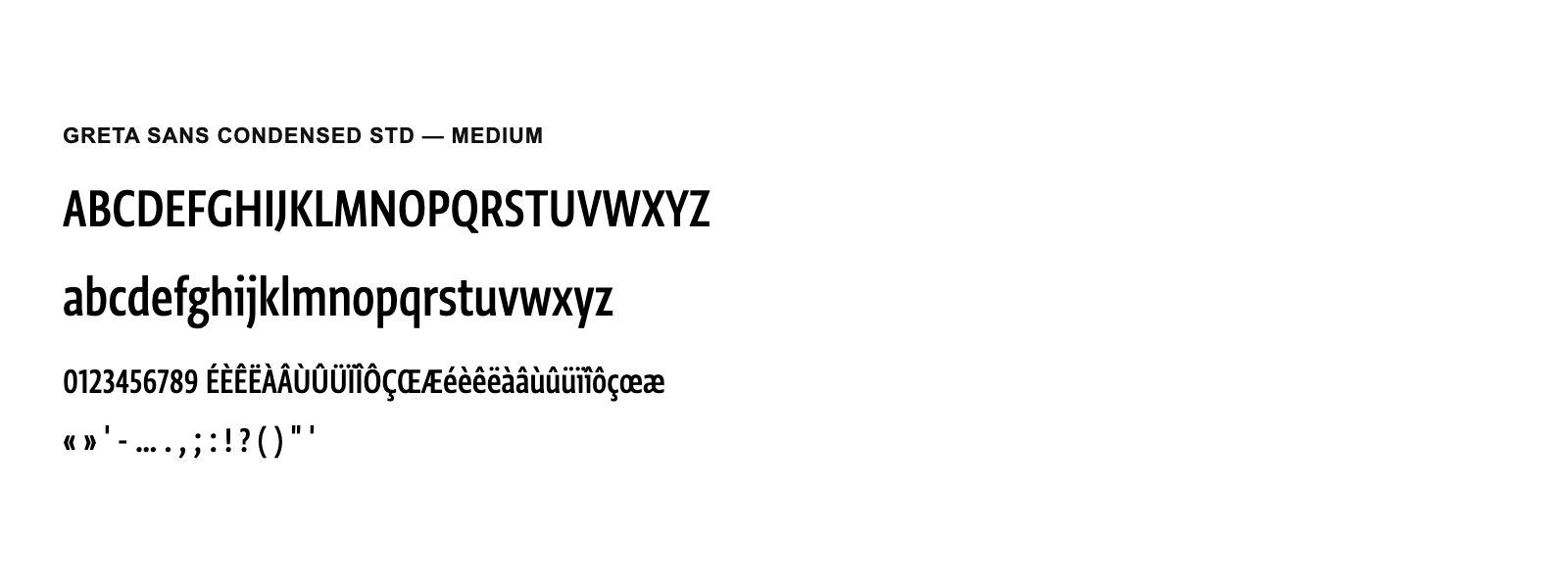 Spécimen de Greta Sans Condensed Std Medium