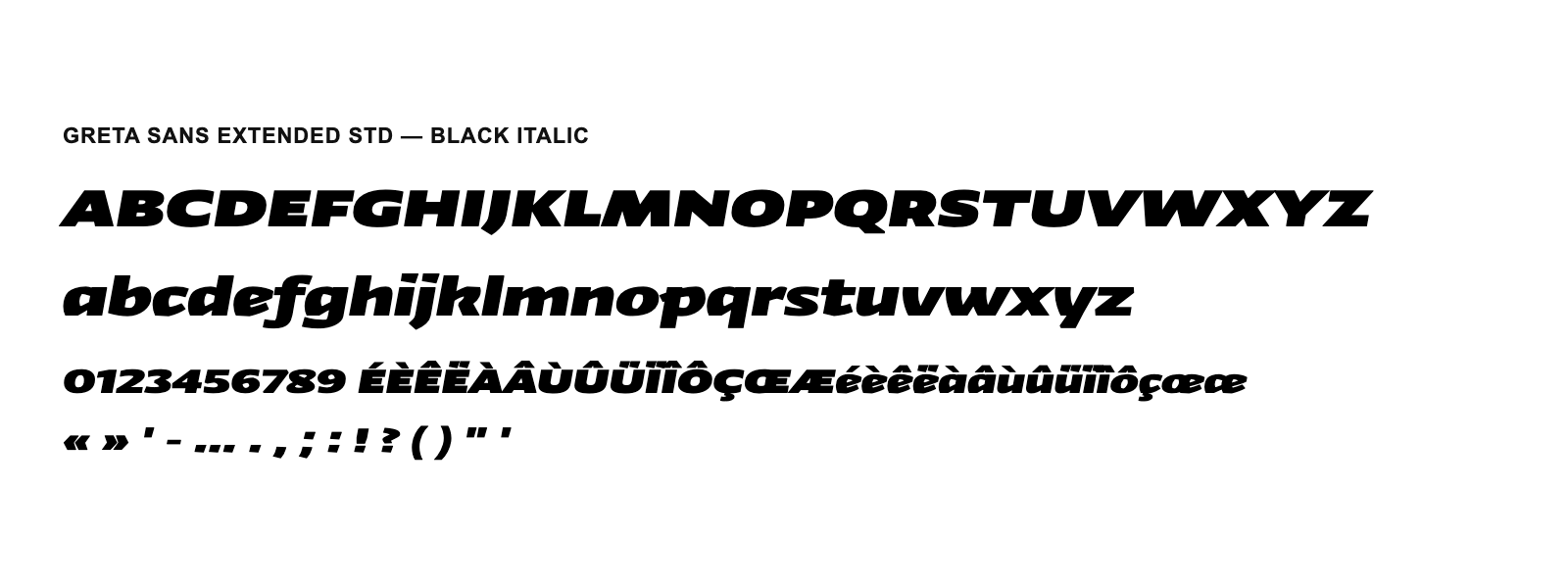 Spécimen de Greta Sans Extended Std Black Italic