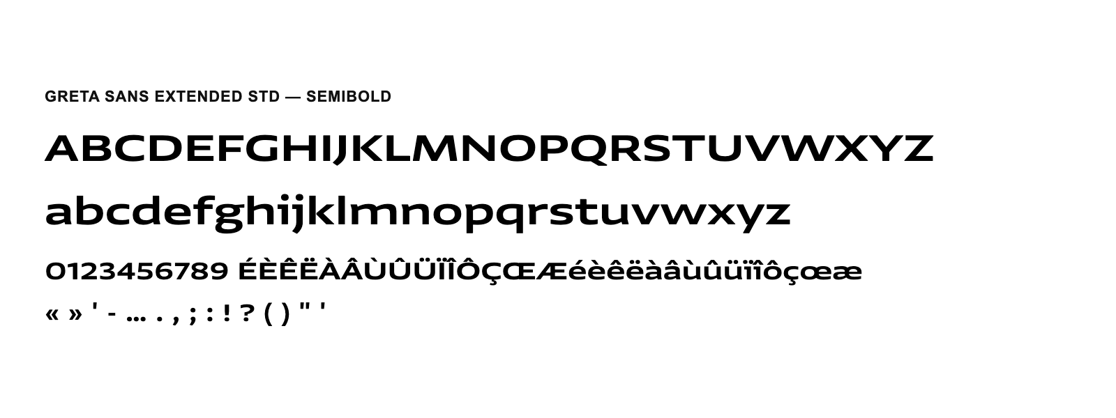 Spécimen de Greta Sans Extended Std SemiBold