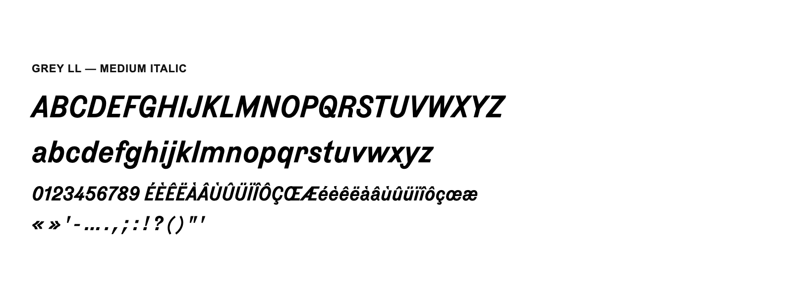 Spécimen de Grey LL Medium Italic