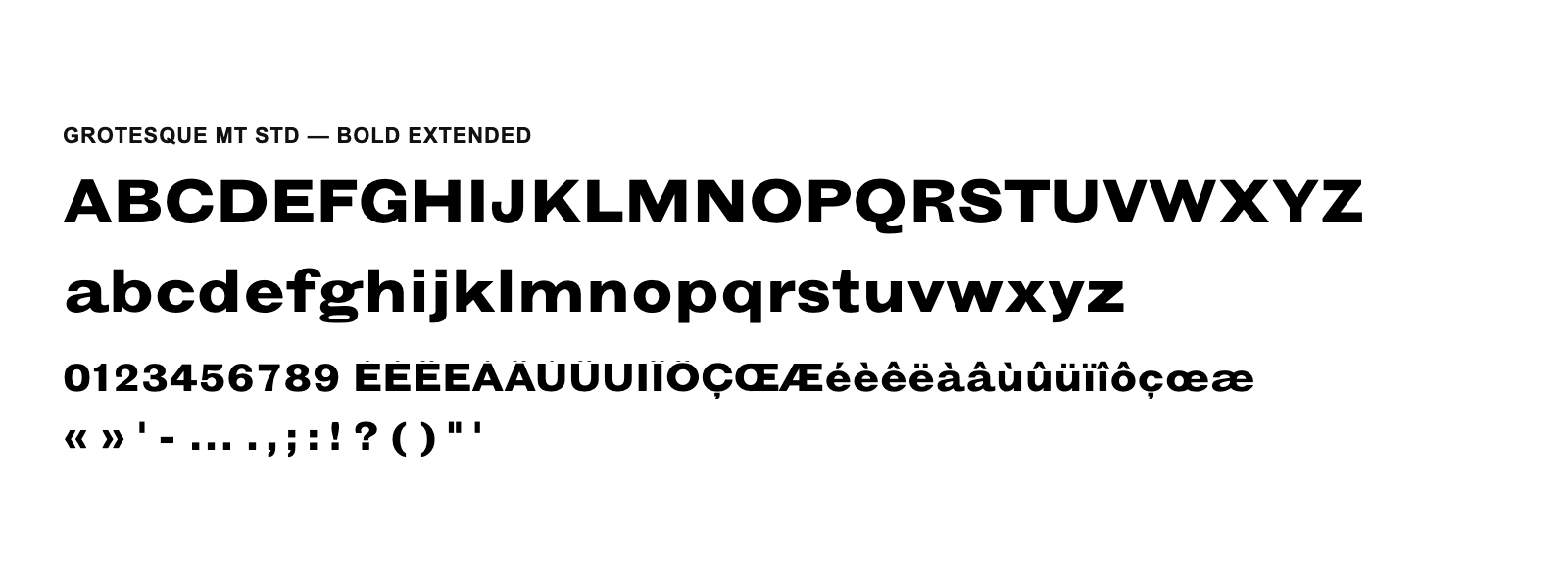Spécimen de Grotesque MT Std Bold Extended