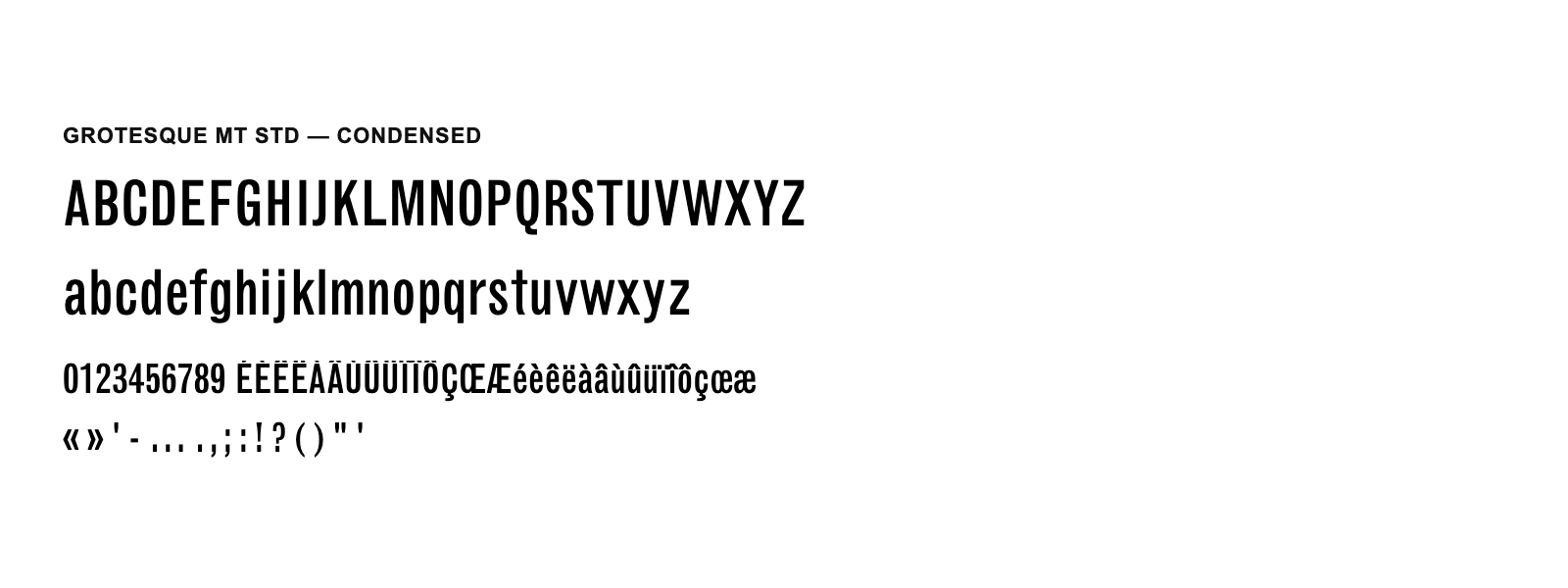Spécimen de Grotesque MT Std Condensed