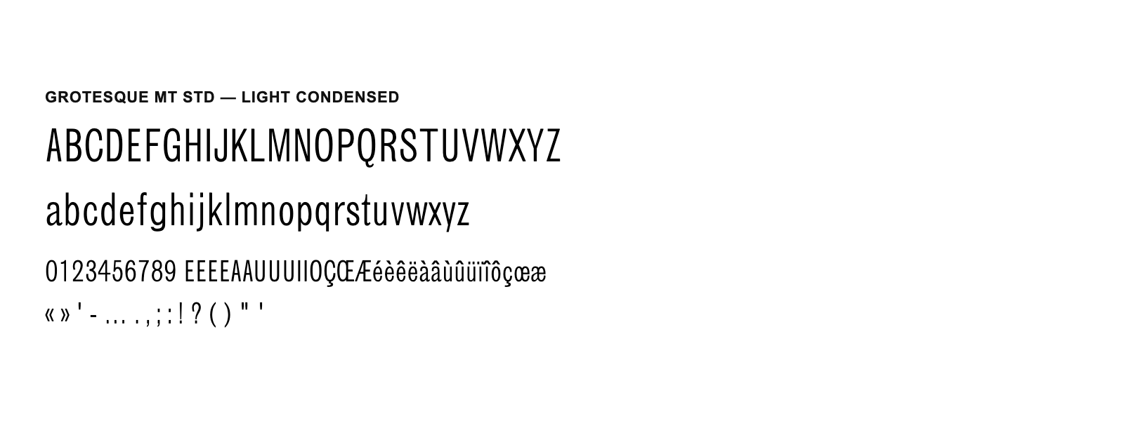 Spécimen de Grotesque MT Std Light Condensed