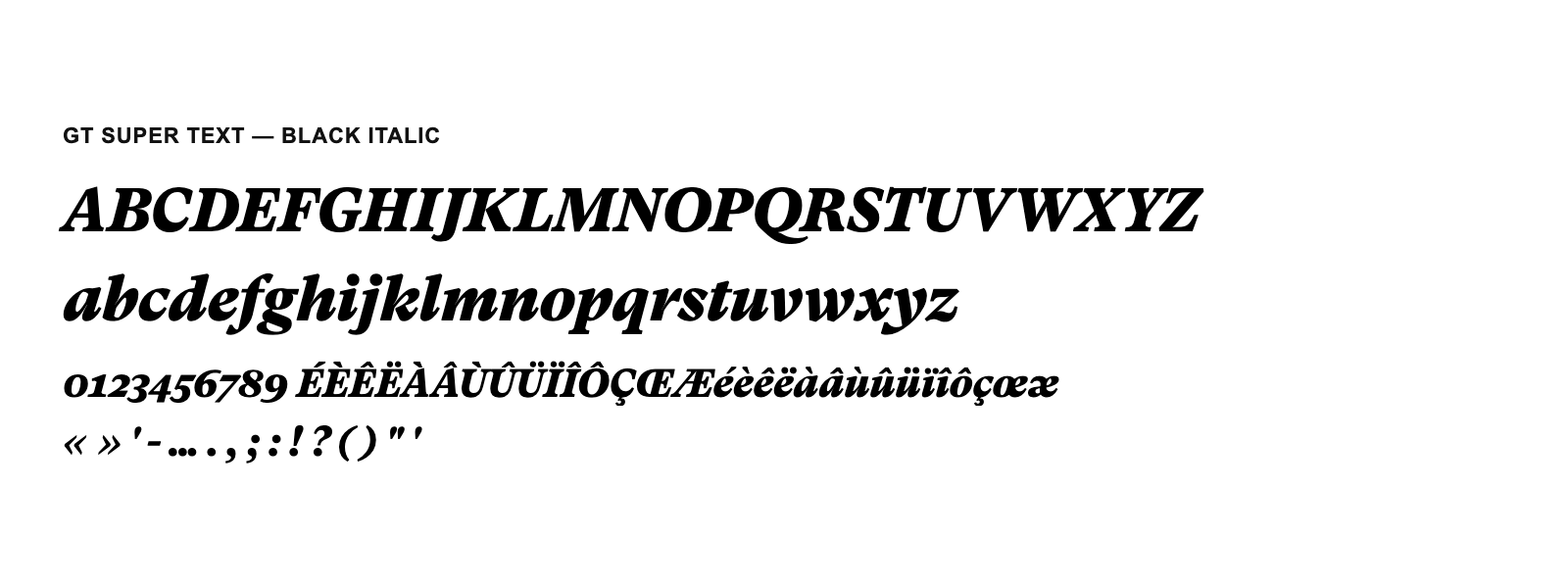 Spécimen de GT Super Text Black Italic