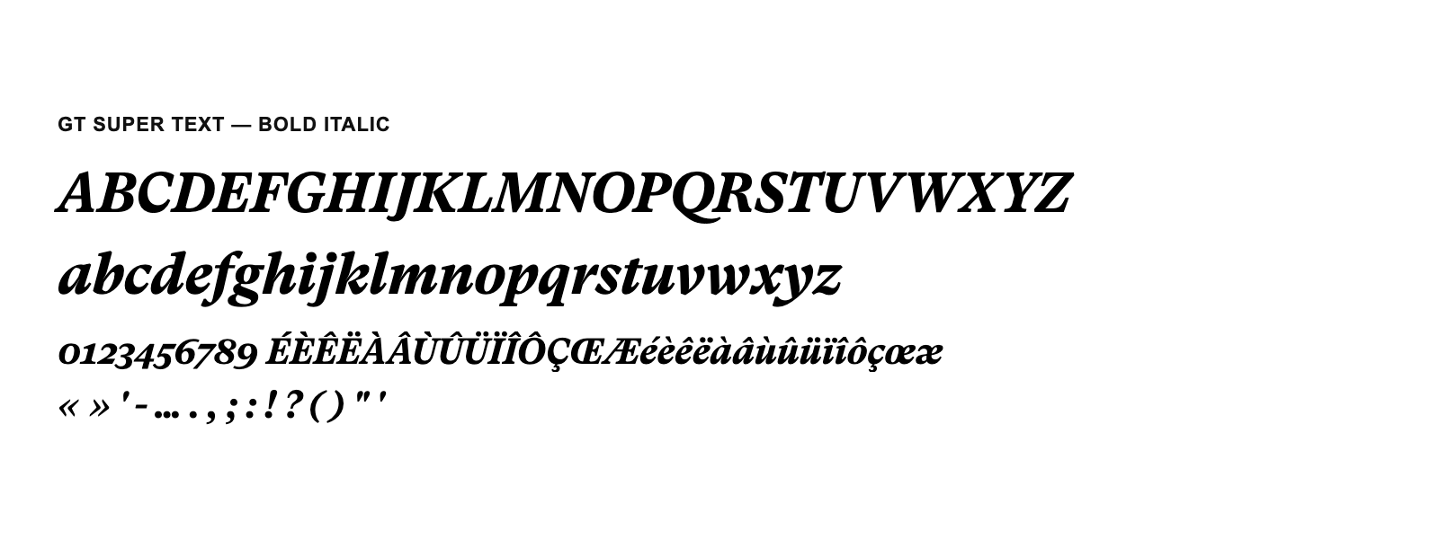 Spécimen de GT Super Text Bold Italic